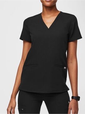Figs Casma Three-Pocket Scrub Top Black women medium hospital dental medical